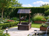 Rustic Outdoor Wooden Wishing Well Fountain with Adjustable Water Flow Rate, Waterfall Style Garden 89602954