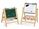Kids Art Easel - Whiteboard/BlackboardPaper Roll, 5-Gear Height , NatureGrey 60264452