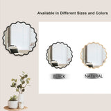 Solid Wood Wavy Mirror-Black Vanity Mirror Wall Decor 36" x 36" Modern Mirror Wall Decor for W1445P189557