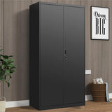 ZNTS Metal Armoire Wardrobe Cabinets,70" Black Locker Steel Wardrobe Bedroom Storage Cabinet with Doors W1247P221093