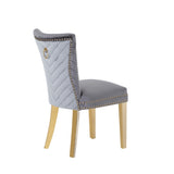 Eva 2 Piece Gold Legs Dining Chairs Finished with Velvet Fabric in Gray B00960893