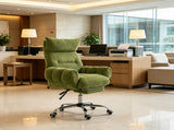 Wide Seat Reclining Office Chair with Flip-Up Armrests & Footrest, Green 35721354