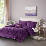 Full/Queen Velvet Comforter Set with Throw Pillow B03595930