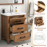 24'' Bathroom Vanity with Ceramic Basin Sink, Modern Bathroom Storage Cabinet with 3 Drawers, N710P243315P