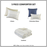 King/Cal King 5 Piece Printed Seersucker Comforter Set with Throw Pillows B035128860