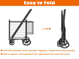 Extra Large Shopping Cart,Grocery Cart on Wheels, Foldable Utility Shopping Carts with Double Basket 06936271