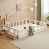 Fence Bed With Door With Board White Painted Pine Full Children's Bed 22080146