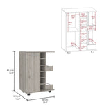 Bar Cart, Two External Shelves, Four Casters, Six Built-in Wine Rack, Single Door Cabinet -Light B07091826