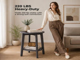 2-Tier Small Round Side Table with Tapered Legs, Curved Transitions for Living Room & Bedroom 45102012