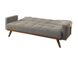 Futon Sofa Gray Color Converts into Bed Tufted Linen Fabric Angled Wooden Legs Side Pockets 1pc Sofa B2741P298389
