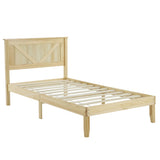 ZNTS Twin Size Solid Wood Platform Bed Frame with Headboard Natural 75180320