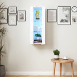 Storage Cabinets with aluminum strip lamp,with Glass Shelves, for Living Room/Bedroom/Office W331P251042