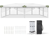 10x20 ft Instant Pop Up Canopy Tent White, 6 Mesh Panels 2 Doors 4 Net Sides, 41921225