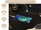 3-Color LED Lighted Vanity Desk with Charging Station - Foldable Makeup Table & Cushioned Stool Set 83295771