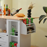 Mobile Kitchen Island Storage Trolley Cart on Wheels with Dropleaf Top, Towel/Spice Rack,2 Drawers, W1157P308196