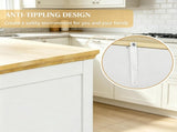White Adjustable Shelves Sideboard Buffet Cabinet with Storage Drawers, Rubber Wood Top Coffee Bar 77054892