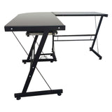 L-Shaped Durable Stalinite Splicing Computer Desk 402C Black 77159761