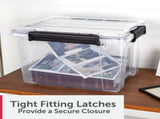 (4 pack) 34 Quart WaterProof Clear Plastic Storage Bin with Lid, Gasket Seal and Durable Latches, 49874314