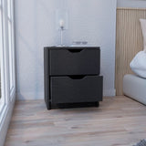 Basilea 2 Drawers Nightstand , End Table, Side Table Pull Out System -Black B07092138
