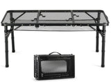 3FT Rectangular Outdoor Folding Table, 40cm Width, Aluminum Frame, 3-Fold Iron Mesh Tabletop, 3 86171384