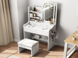 Fashion Vanity Desk with and Lights for Makeup with hair dryer holder and Chair, Vanity 16879326
