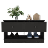 ZNTS Hamilton Storage Bench, Two Open Shelves, Two Drawers -Black B20091910