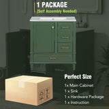 30" Bathroom Vanity in Green, Modern Bathroom Cabinet Sink Combo Set, Bathroom Storage Cabinet WF321698AAF
