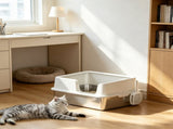 Light Gray Stainless Steel Litter Box High Side, Scoop Included, Easy Cleaning & Anti-Urine 88221846
