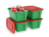 4 pack 18 Gallon Christmas Storage Bins with Lids, Stackable Totes, Plastic Storage Containers, 73891254