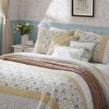 6 Piece Cotton Percale Quilt Set with Throw Pillows Yellow Full/Queen B035129026