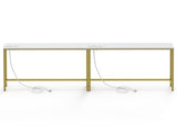 2Pcs 78.74"x5.91"x31.10" Console Table, MDF with Melamine Veneer & Iron Frame, with Power Outlet, 61210454