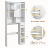 Double-Door Bathroom Cabinet with 2, Adjustable Panels, 1 Drawer and 3 Side Shelves, White 23726819