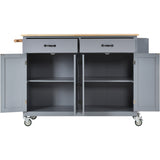 Kitchen Island Cart with Solid Wood Top and Locking Wheels,54.3 Inch Width,4 Door Cabinet and Two WF286911AAG