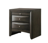 1Pc Contemporary 2 Drawer Nightstand End Table Jewelry Tray Gray Finish Solid Wood Wooden Bedroom ESFCRMB4270-2