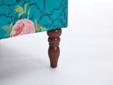 Modern Accent with Retro Wood Legs, Comfy Upholstered Armchair, Floral Design Single Sofa 90825210