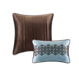 5 Piece Reversible Jacquard Bedspread Set Blue Queen B03597646