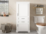 71-inch tall freestanding bathroom vanity with damping-hinge doors and drawers, featuring a modern N729P335588K