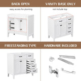 36" Bathroom Vanity without Sink, Cabinet Base Only, Bathroom Cabinet with Drawers, Solid Frame and WF296707AAK