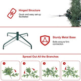 Artificial 6ft Flocked pencil Christmas Tree with 358 PVC Branch Tips, 150L Warm white led, Foldable 55494468