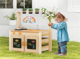 Kids Outdoor Mud Kitchen Playset, Realistic Stoves/Sink with Utensils & Chalkboard for Creative Play 72563983