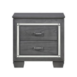 Glamourous Style 1pc Nightstand of 2x Drawers LED Lighting Faux Crystals Bar Pulls Gray Finish B01165897