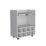 St Andrews Bar Cart with Built-In 8-Bottle Rack, Double Glass Door Cabinet, and Aluminum-Edged Top B070P188874