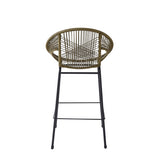 Ferrara Outdoor Patio Green Faux Wicker Barstool, Set of 2 N775P266222G