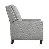 Modern Home Furniture Reclining Chair 1pc Gray Textured Fabric Upholstered Nailhead Trim Solid Wood B011P190689