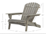 Outdoor Wooden Folding Adirondack Chair Set of 2 with Pre-Assembled BackRest, Wood Patio Chair for W2640P470154