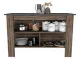 Rockaway 3-Shelf Kitchen Island Dark Brown and Onix B06280051
