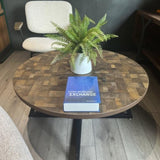 Round Coffee Table Wood Grain and Black Metal W2221P190871