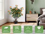 40" Lifelike Artificial Camellia Tree - 37 Yellow BloomsDense Green Leaves, GreenYellow 68479469
