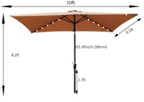 10 x 6.5t Rectangular Patio Solar LED Lighted Outdoor Market Umbrellas with Crank & Push Button Tilt W65627953