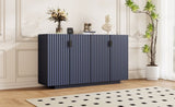 TREXM 4 Wavy Doors Ample Storage Space Sideboard with Adjustable Shelves and Retro Copper Handles N715P183992M